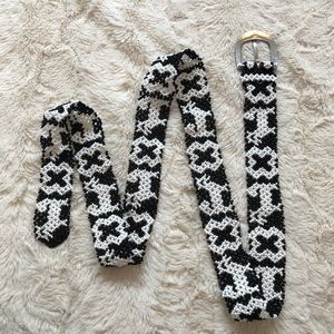 Beaded black & white belt. Animal design.
